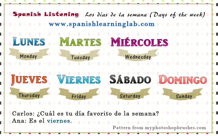 Days of the week in Spanish - Los días de la semana