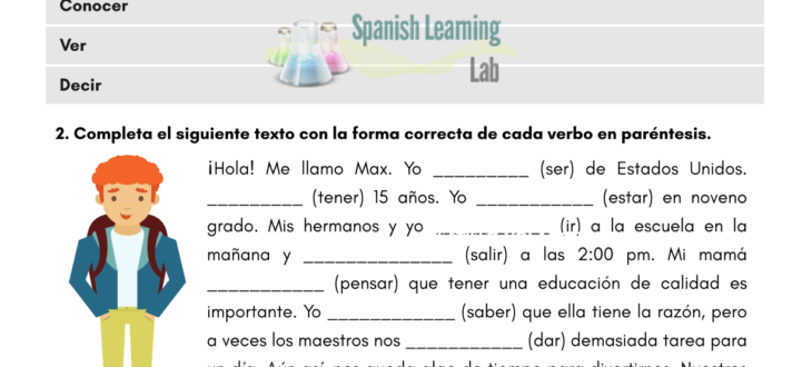 conjugando-los-verbos-irregulares-en-español hoja de trabajo