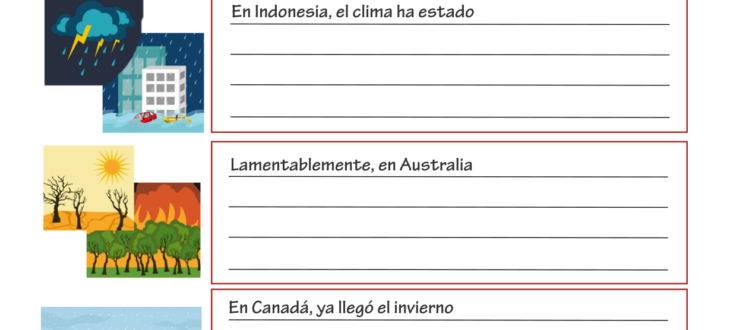 Describing the Weather in Spanish - PDF Worksheet Describiendo el clima en español hoja de trabajo ejercicios pdf