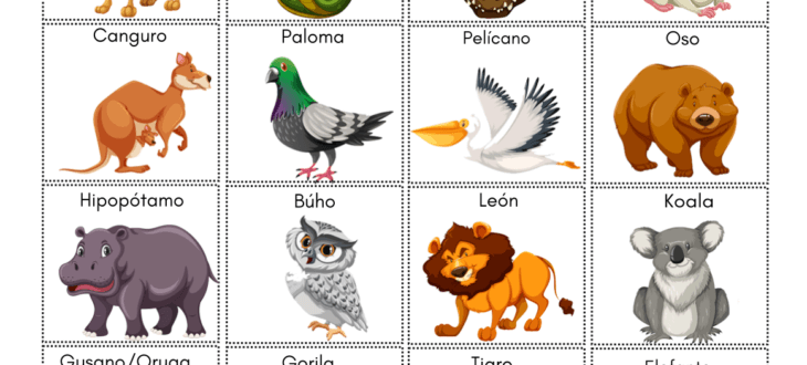 reconociendo animales salvajes en español recognizing wild animals in Spanish pdf woksheet
