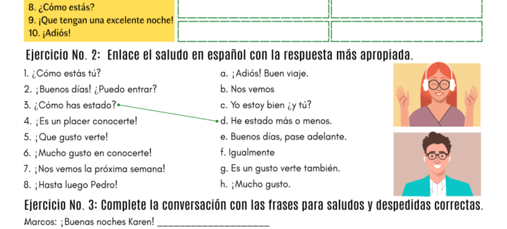 Saludos y despedidas en español ejercicios pdf Spanish greetings and farewells pdf worksheet