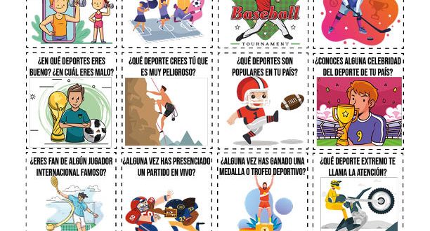Let’s talk about Sports in Spanish conversation cards - Hablando sobre deportes en español tarjetas de conversación en PDF