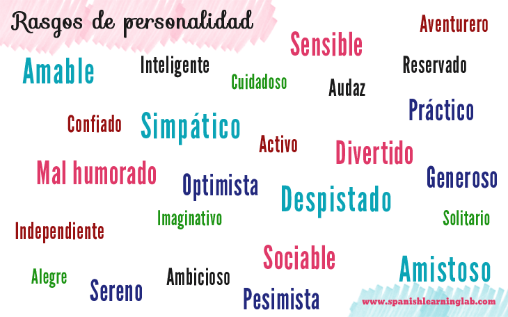 A list of personality traits in Spanish used to describe people's personality in Spanish