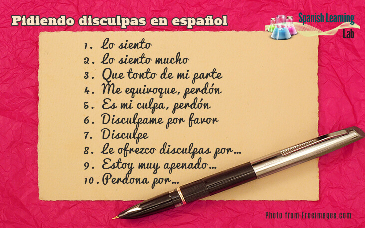 Ways to say sorry or apologize in Spanish