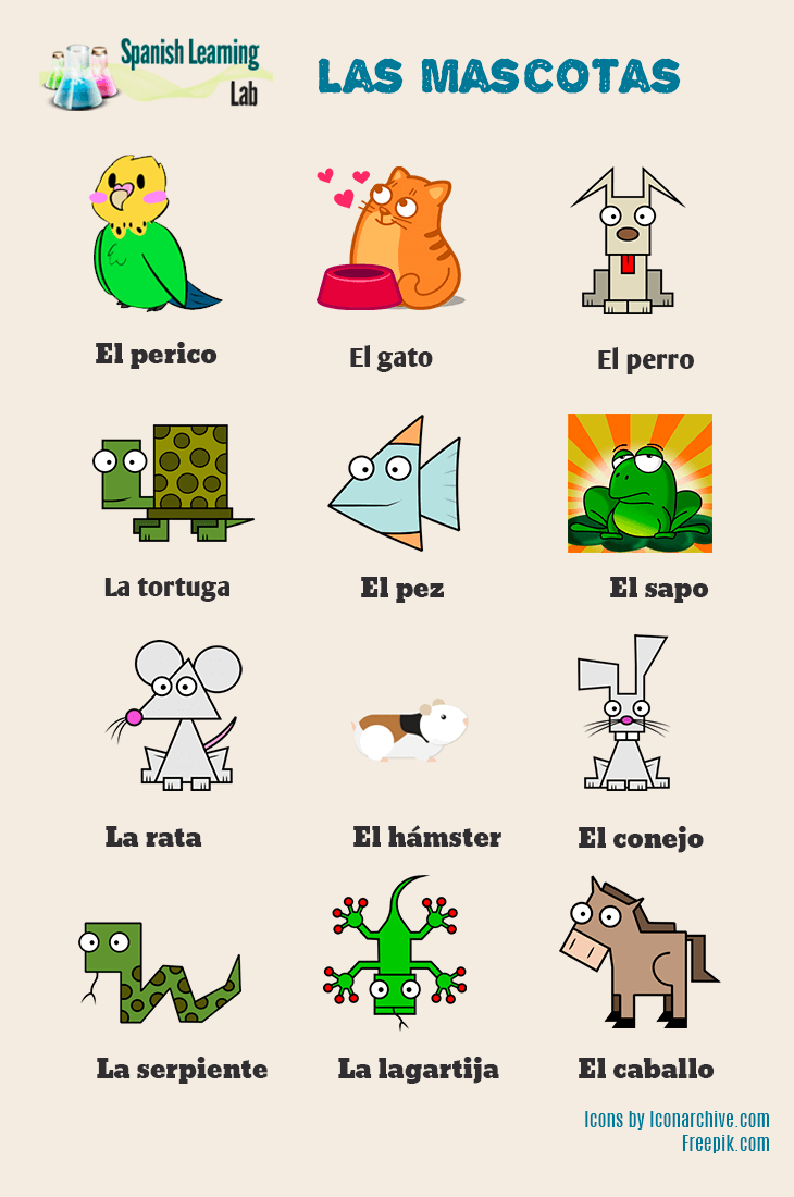 Domestic animals and pets in Spanish - Vocabulary and listening activities