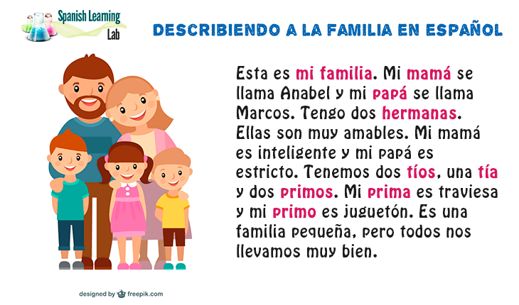 salado tonto Filosófico Describiendo a la Familia en Español: Ejemplos y Ejercicios - Spanish  Learning Lab