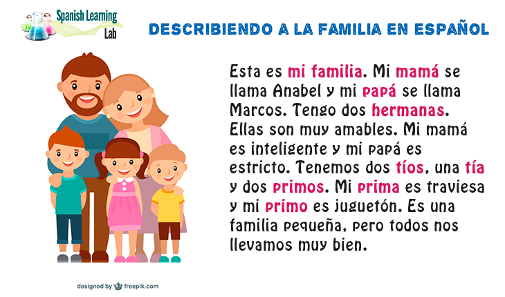 La familia en español - cómo describir la familia en español con ejemplos y ejercicios de escucha