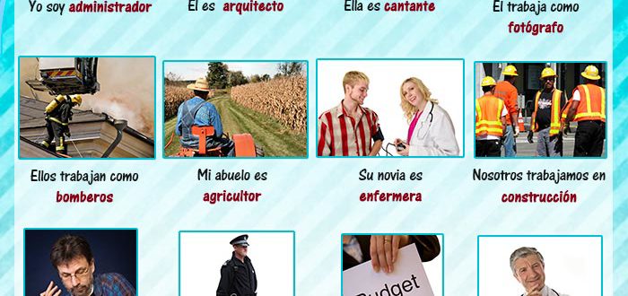Oraciones y preguntas con el vocabulario sobre trabajos y profesiones en español