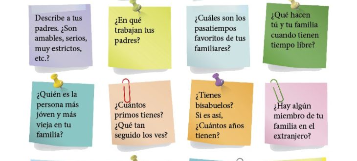 Preguntas sobre la familia en español ejercicios en pdf