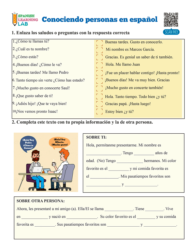 Getting to Know People in Spanish: PDF Worksheet