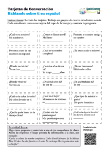 Hablando sobre ti en Español - Ejercicios en PDF - Spanish Learning Lab