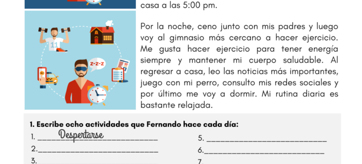 spanish reading homework