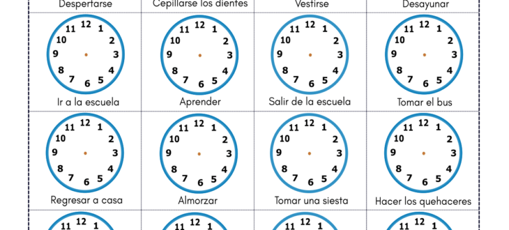 daily activities and time in Spanish pdf worksheet la hora en español ejercicios actividades diarias