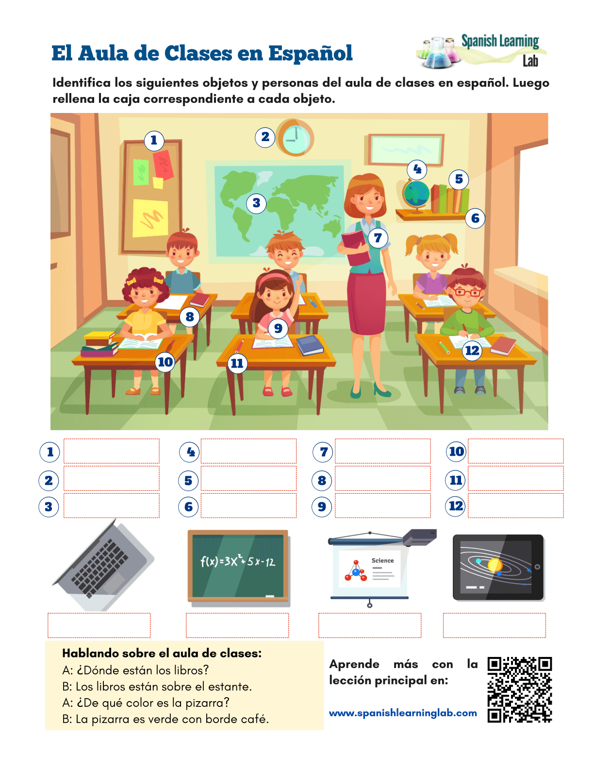 The Classroom In Spanish Pdf Worksheet Spanishlearninglab