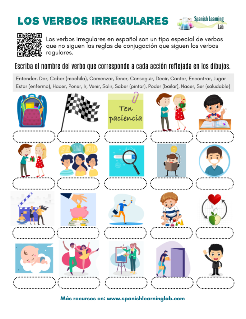 Los Verbos Irregulares En Español Ejercicios En Pdf Spanishlearninglab