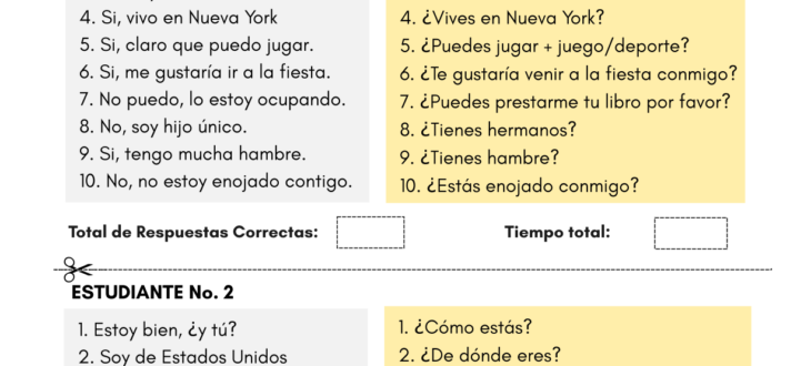 guessing basic questions in Spanish pdf worksheet adivinando preguntas en español hoja de trabajo