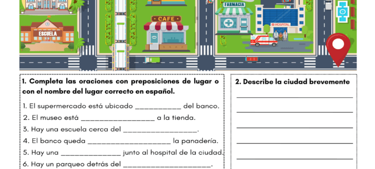 dando direcciones en español ejercicios giving directions in Spanish pdf worksheet
