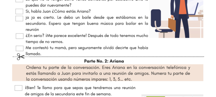 phone conversation in Spanish pdf worksheet hablando por telefono en español