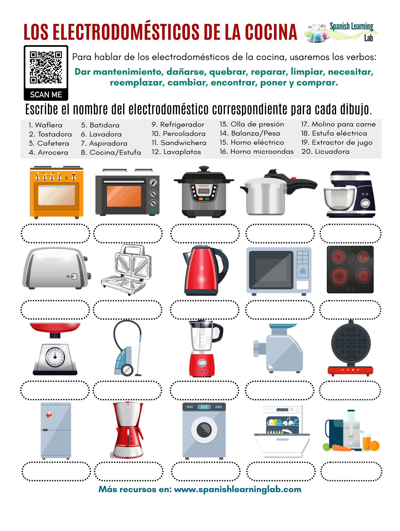 acoso Palacio Artes literarias Los Electrodomésticos de la Cocina en Español - Ejercicios en PDF - SpanishLearningLab acoso Palacio Artes literarias Los Electrodomésticos de la Cocina en Español - Ejercicios en PDF - SpanishLearningLab