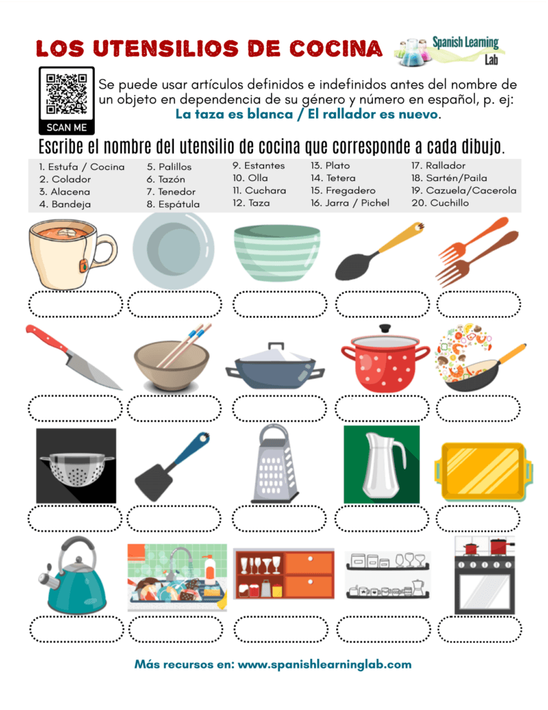 French Lesson 82 - Kitchen Utensils Appliances Vocabulary Ustensiles de  cuisine Utensilios de cocina 