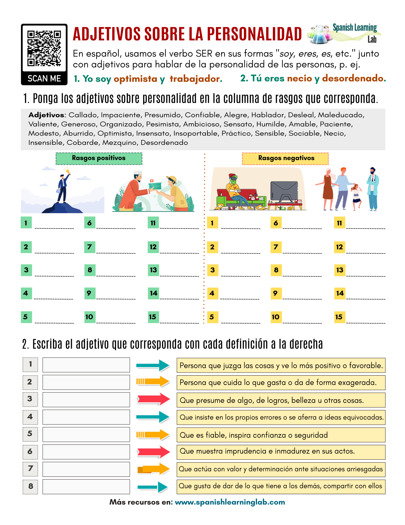 Adjetivos De Personalidad En Español Ejercicios En Pdf