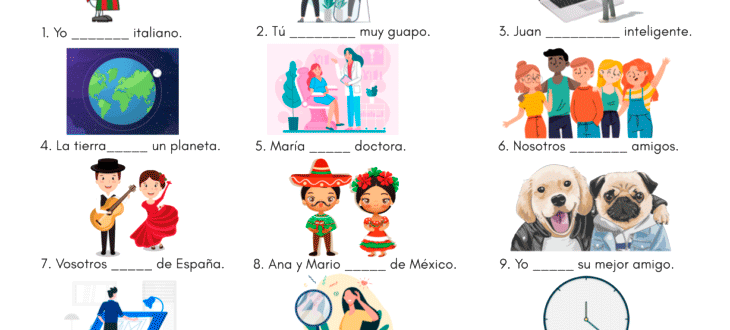 el verbo SER en español ejercicios the verb SER Spanish PDF worksheet
