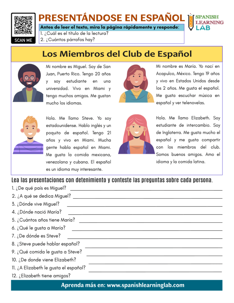 Meeting People in Spanish PDF Worksheet Spanish Learning Lab