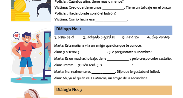 describir personas español ejercicios describe people's appearance spanish pdf worksheet dialogues