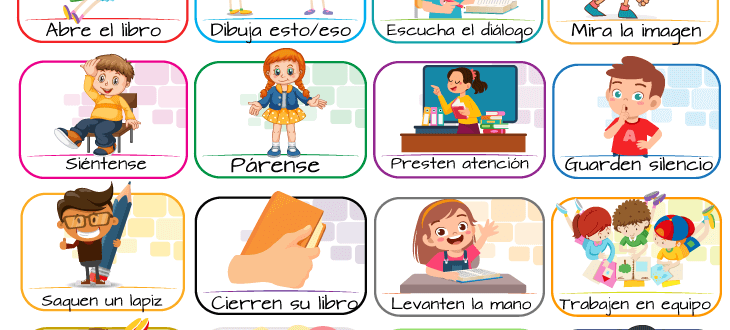 Common classroom commands in Spanish vocabulary and listening activities