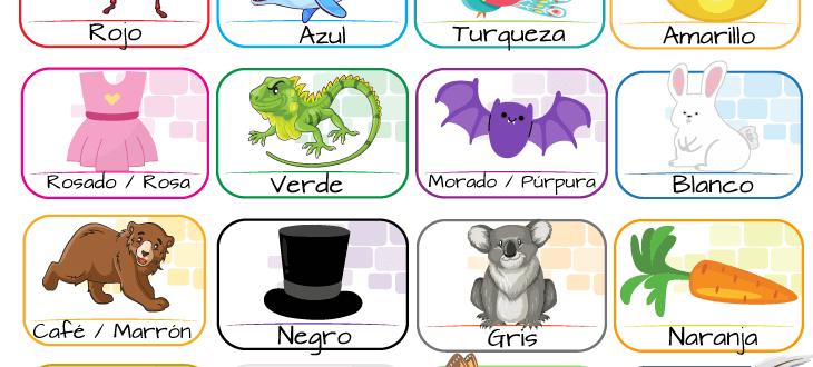 El vocabulario sobre los colores en español usando animales y objetos comunes