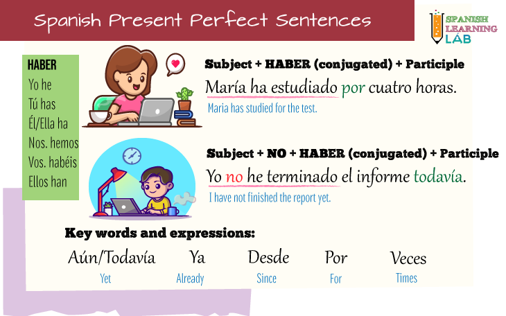 Making sentences with the present perfect in Spanish
