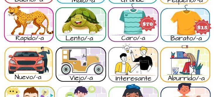 A list of common adjectives and the gender of Spanish Adjectives from masculine to feminine.