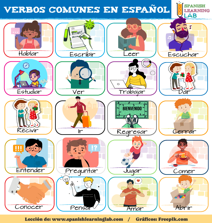 A list of common verbs in Spanish - Una lista de verbos comunes en español