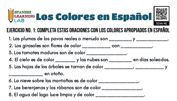 Los colores en español sopa de letras