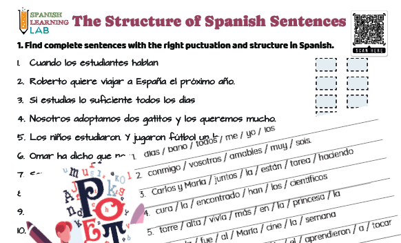 The structure of Spanish sentences PDF didactic material