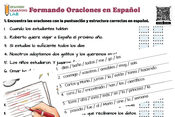Formando oraciones en español con la estructura y puntuación correcta