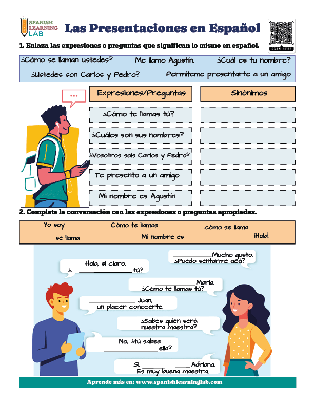 Practicando las presentaciones en español con ejercicios en PDF