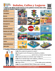 Señales, Calles y Lugares en Español - Ejercicios en PDF - Spanish ...