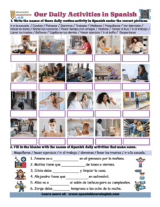 Our Daily Activities in Spanish - PDF Worksheet - Spanish Learning Lab
