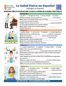 La Salud Física en Español - Diálogos en PDF - Spanish Learning Lab