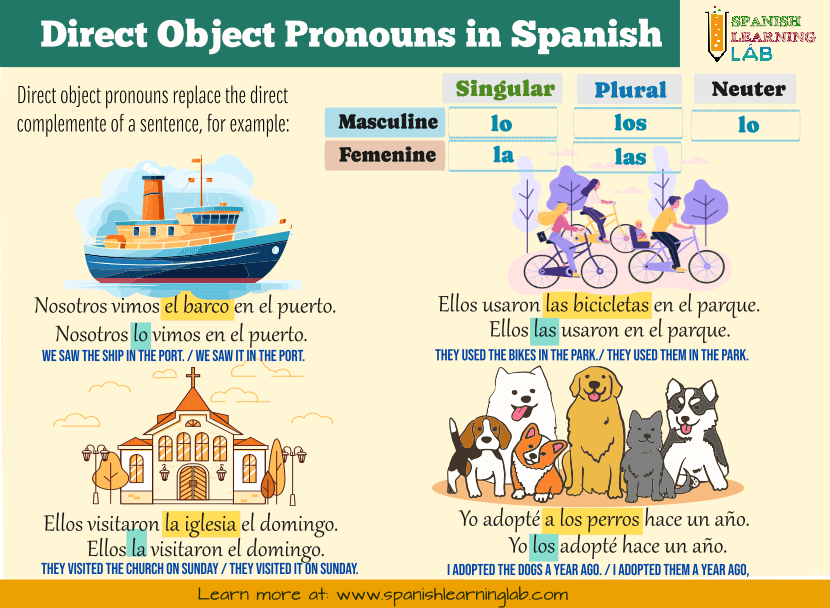 direct object pronouns and direct complements in Spanish