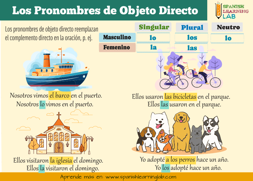 Cómo usar los pronombres de objeto directo en español e identificar el objeto directo en oraciones