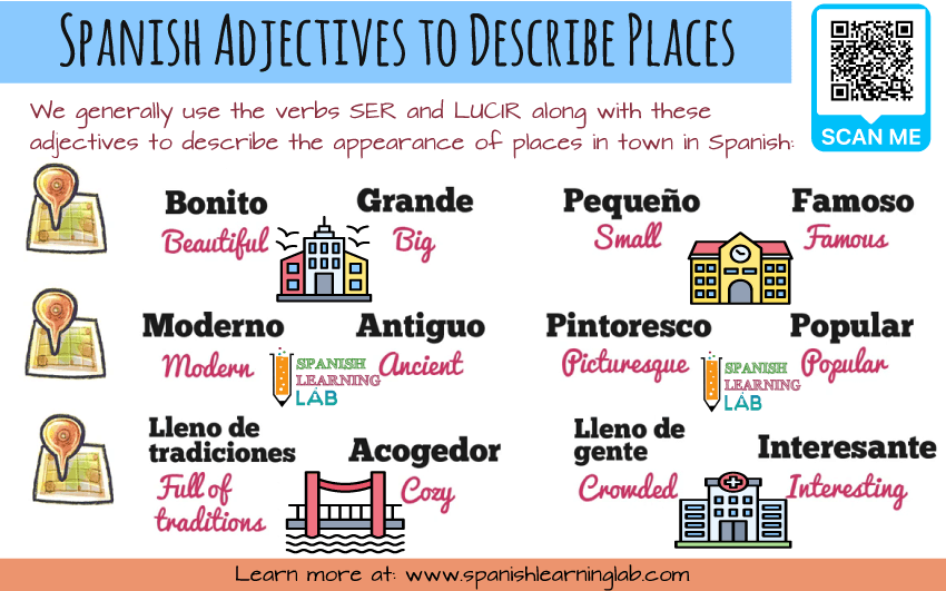 Common Spanish adjectives to describe places in the city