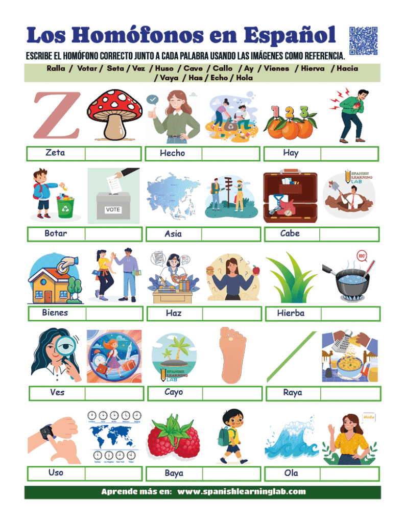 practica los homófonos en español ejercicios pdf