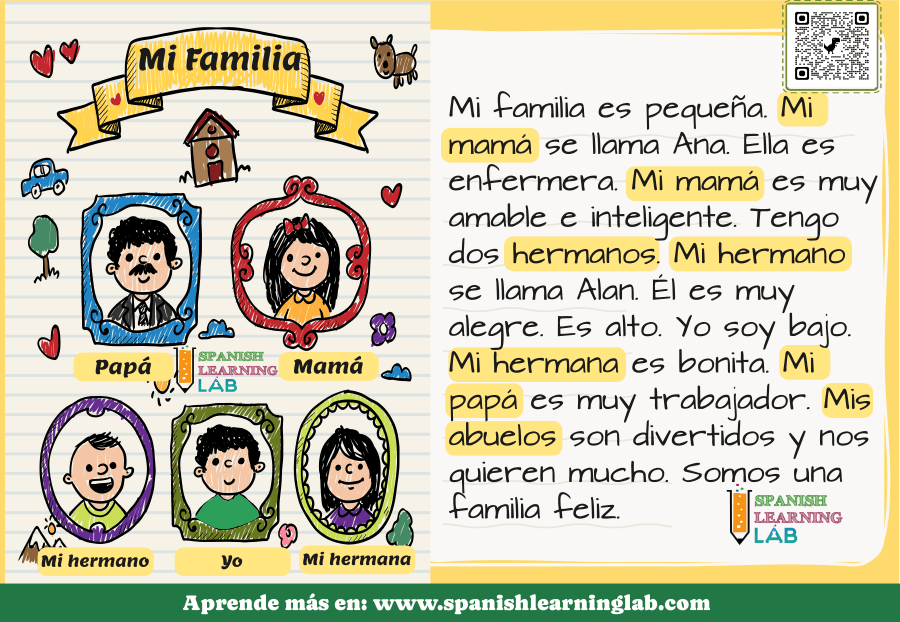 Descripción de una familia ejemplos en español sobre miembros de la familia
