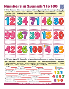 Household Experiments Worksheet.pdf Numbers in Spanish 1 to 100 – PDF Worksheet No. 2 - Spanish Learning Lab